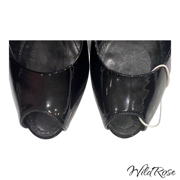 LOUIS VUITTON LV Gold Padlock Black Patent Oh Really Platform Peep Toe Pumps 38 - Picture 13 of 17